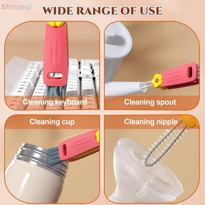 Shrunqi 3 in 1 Cup Lid Cleaning Brush, 3 in 1 Multifunctional Cleaning Brush Portable Cup Lid Cleaner for Bottle Gap Tight Spaces Cup, Portable Cup Lid Cleaner with Brush, 3 Pcs - Image 5